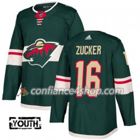Adidas Maillot de Hockey Minnesota Wild Jason Zucker 16 2017-2018 Vert Authentic - Enfant